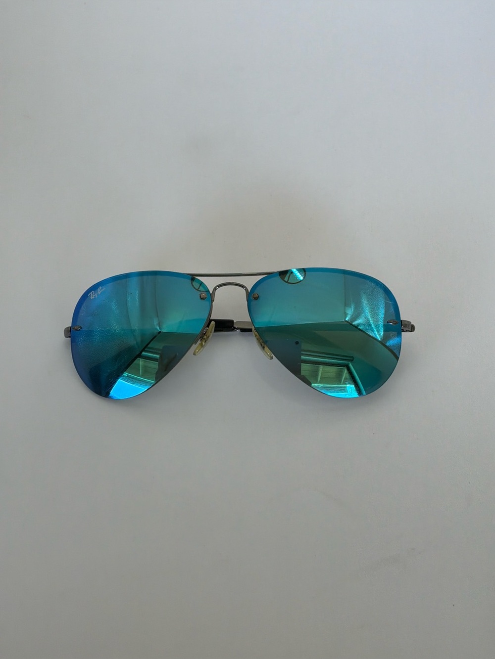 Ray-Ban Aviator Sunglasses Silver Frame Green Lenses w/ Original Case